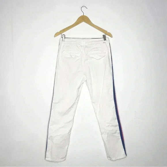 Mother The Straight Ankle Prep White Cropped Jeans Chalk Racer Stripe Size 27 - Picture 9 of 10